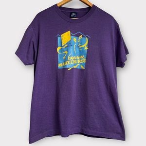 Vintage Nike 80s Blue Tag Explore Marylhurt College Graphic Shirt Single Stitch